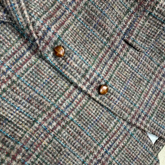 Vtg Lands' End Charter Collection Tweed Blazer Plaid Two Button Sport Coat 46L - Picture 2 of 10